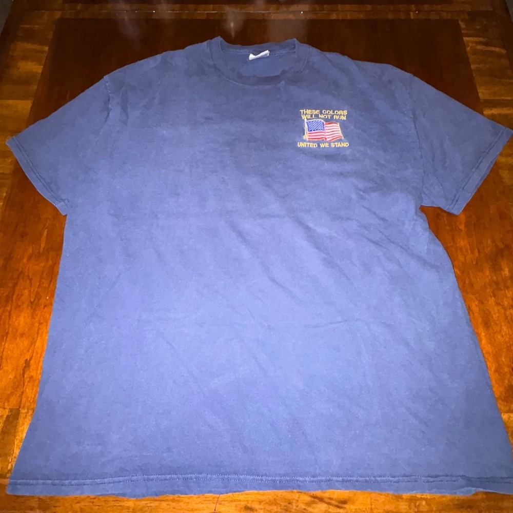 Vintage Hanes Beefy T‎ USA Flag Patriot Graphic T Shirt XL Blue